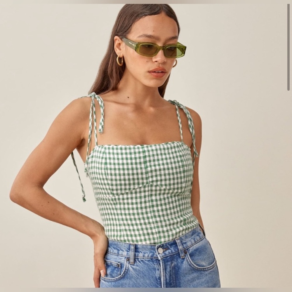 NWT Reformation Blanchard Linen Top Palms Size 6